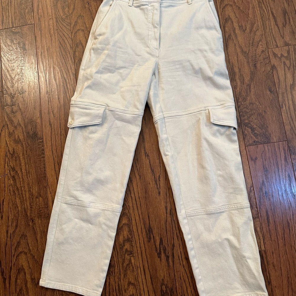 Wilfred Cream Straight Leg Jumpsuit with Textured Fabric
